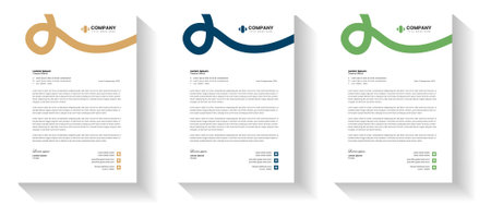 corporate modern letterhead design template with yellow, blue, green and red color. creative modern letter head design template for your project. letterhead, letter head, Businessのイラスト素材