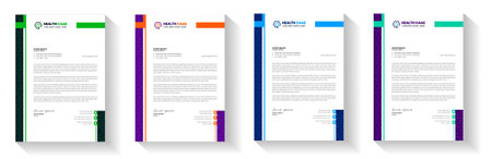 Modern Medical Doctor healthcare letterhead Design Template with green, blue, orange color. corporate modern letterhead design template. letter head design. doctor letterhead.のイラスト素材