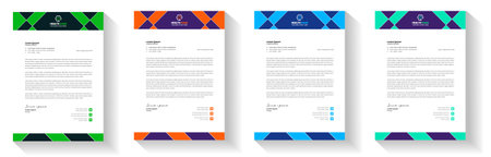 Modern Medical Doctor healthcare letterhead Design Template with green, blue, orange color. corporate modern letterhead design template. letter head design. doctor letterhead.のイラスト素材