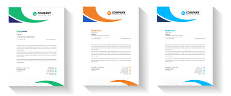 Modern Medical Doctor healthcare letterhead Design Template with green, blue, orange color. corporate modern letterhead design template. letter head design. doctor letterhead.のイラスト素材