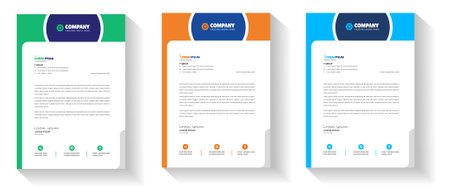Modern Medical Doctor healthcare letterhead Design Template with green, blue, orange color. corporate modern letterhead design template. letter head design. doctor letterhead.のイラスト素材