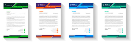 Modern Medical Doctor healthcare letterhead Design Template with green, blue, orange color. corporate modern letterhead design template. letter head design. doctor letterhead.のイラスト素材