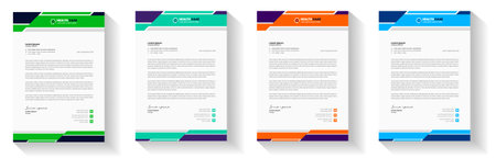 Modern Medical Doctor healthcare letterhead Design Template with green, blue, orange color. corporate modern letterhead design template. letter head design. doctor letterhead.のイラスト素材