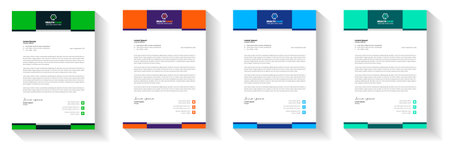 Modern Medical Doctor healthcare letterhead Design Template with green, blue, orange color. corporate modern letterhead design template. letter head design. doctor letterhead.のイラスト素材