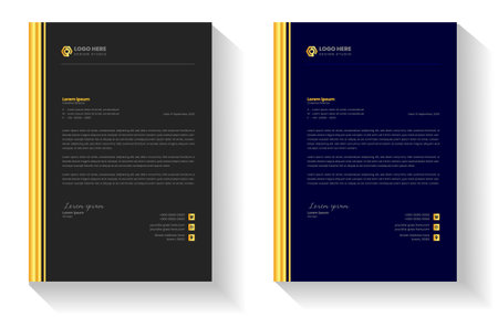 golden color luxury letterhead. corporate modern business luxury letterhead design template with gold color. letterhead, letter head, Business letterhead design. black letter head,のイラスト素材