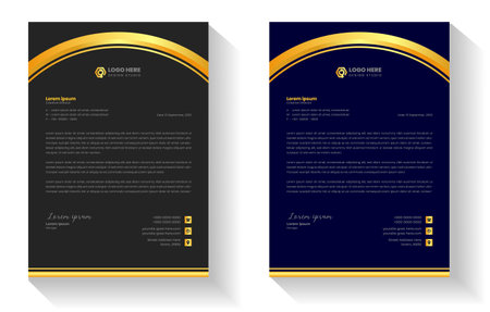 golden color luxury letterhead. corporate modern business luxury letterhead design template with gold color. letterhead, letter head, Business letterhead design. black letter head,のイラスト素材