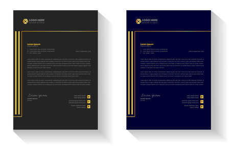 golden color luxury letterhead. corporate modern business luxury letterhead design template with gold color. letterhead, letter head, Business letterhead design. black letter head,のイラスト素材