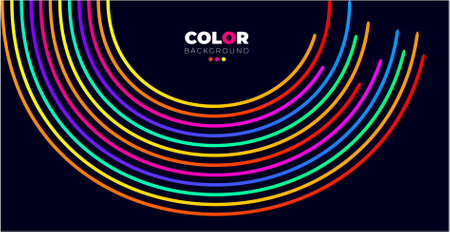 Abstract colorful geometric background vector design. Background with geometric shapes and neon style. Dark blue background with colored forms. colorful line blue background designのイラスト素材