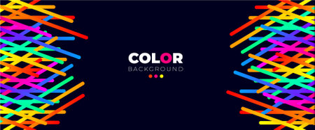Abstract colorful geometric background vector design. Background with geometric shapes and neon style. Dark blue background with colored forms. colorful line blue background designのイラスト素材
