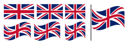 flag of Union Jack, uk england, united kingdom flag vector illustration.  Flag of Great Britain - 3D illustration.のイラスト素材