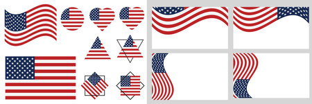 USA flag vector illustration.  American flag national sign isolated.  flag of the United States. USA  vector illustration. eps 10 vector. Set of American flag. Icon. US, USA, Ameriのイラスト素材