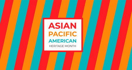 Asian American and Pacific Islander Heritage Month. Vector banner for social media, card, poster. Illustration with text, Chinese lantern. Asian Pacific American Heritage Month bacのイラスト素材
