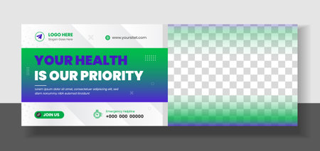 Medical healthcare social media timeline cover and web banner template. Healthcare Social Media web Banner Template. Medical doctor healthcare social media web banner and coverのイラスト素材