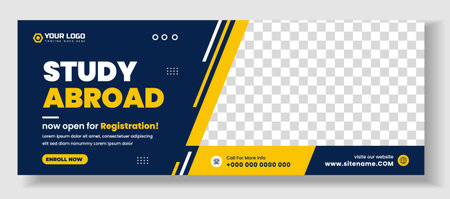 Study abroad social media cover design. Study abroad social media cover banner design. school admission social media cover and web banner. school admission web banner.のイラスト素材