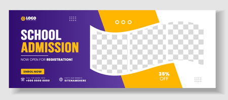 School admission social media cover design. back to school social media cover banner design. Back to school admission social media cover and web banner. school admission web bannerのイラスト素材