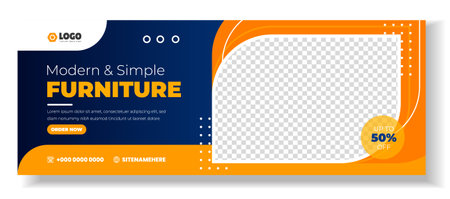 Modern Furniture promotion Social Media Cover photo Template Design . big sale furniture web banner. furniture web banner design layout. web banner. big sale furniture  socialのイラスト素材