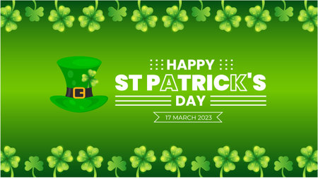 Happy St.Patrick's Day background with shamrock clover leaf. saint patrick's day festival background. Clover shamrock leaf seamless border vector template for Saint Patrick's Dayのイラスト素材