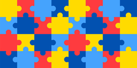 World autism awareness day puzzle pattern background template. World autism day colorful puzzle vector banner. Symbol of autism. autism Health care Medical flat background of Aprilのイラスト素材