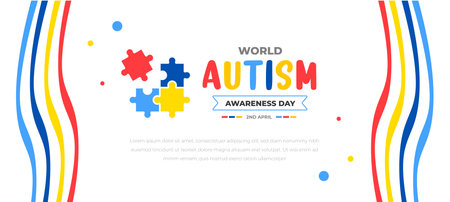 World autism awareness day background design template. World autism day colorful puzzle vector banner. Symbol of autism. autism Health care Medical flat background of April 02のイラスト素材