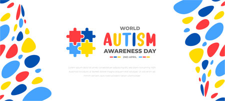 World autism awareness day background design template. World autism day colorful puzzle vector banner. Symbol of autism. autism Health care Medical flat background of April 02のイラスト素材