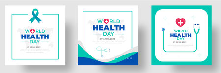World Health Day social media post banner design template. World Health Day is a global health awareness day celebrated every year on 7th April. World Health Day banner designのイラスト素材
