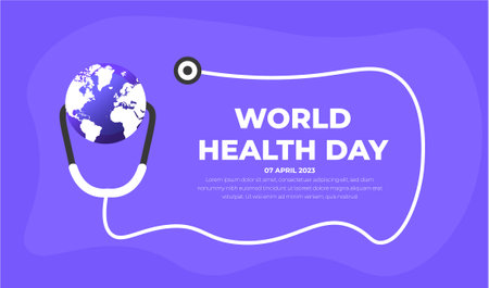 World Health Day background design template. World Health Day is a global health awareness day celebrated every year on 7th April. World Health Day banner design template.のイラスト素材