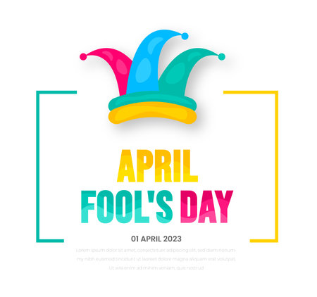 April fools day background, or banner design template with funny prank illustration vector for April fools day event 1 April celebration. April fools day colorful typography designのイラスト素材
