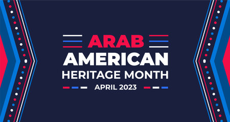 Arab American Heritage Month background or banner. Arab American Heritage Month social media banner or greeting card. Arab American Heritage Month celebrated in Aprilのイラスト素材