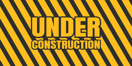 under construction background. under construction sign background with black and yellow stripes. black and yellow stripes warning caution sign.のイラスト素材