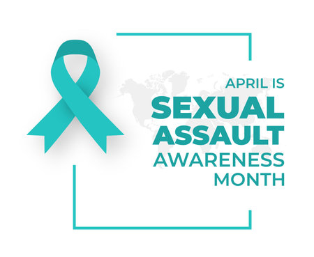 Sexual assault awareness month background or banner design template with ribbon. Vector illustration.のイラスト素材