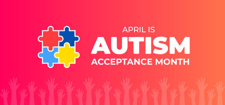 Autism Acceptance Month background or banner design template.のイラスト素材