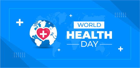 World Health Day background design template. World Health Day is a global health awareness day celebrated every year on 7th April. World Health Day banner design template.のイラスト素材