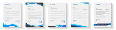 official minimal creative abstract professional newsletter corporate modern business proposal letterhead design template set with blue color. letter head design set with blue colorのイラスト素材
