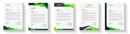 official minimal creative abstract professional newsletter corporate modern business proposal letterhead design template set with green color. letter head design set with greenのイラスト素材