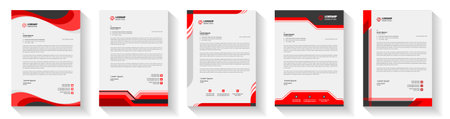 official minimal creative abstract professional newsletter corporate modern business proposal letterhead design template set with red color. letter head design set with red color.のイラスト素材