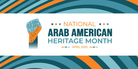 national Arab American Heritage Month background. Arab American Heritage Month social media banner or greeting card. Arab American Heritage Month celebrated in April  USA by peopleのイラスト素材