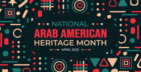 national Arab American Heritage Month background. Arab American Heritage Month social media banner or greeting card. Arab American Heritage Month celebrated in April  USA by peopleのイラスト素材