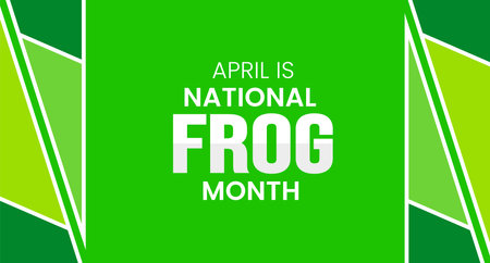 National Frog Month background or banner design template celebrated in April.のイラスト素材
