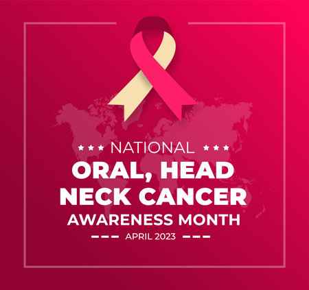 National Oral, Head, and Neck Cancer Awareness Month background or banner design template celebrated in April.のイラスト素材