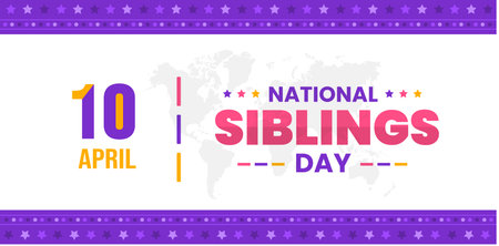 National Siblings Day background or banner design template celebrated in 10 april.のイラスト素材