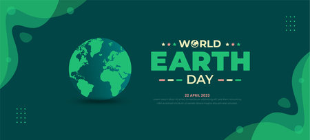 happy world earth day background or banner design template with green color.のイラスト素材