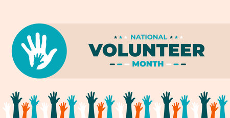National Volunteer month background or banner design template celebrated in aprilのイラスト素材