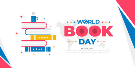 World Book Day background or banner design template.のイラスト素材