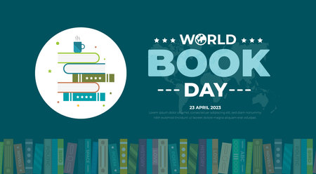 World Book Day background or banner design template.のイラスト素材