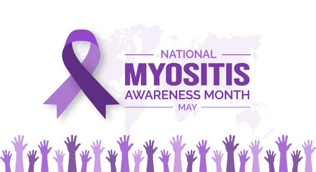 Myositis Awareness Month background or banner design template celebrated in mayのイラスト素材