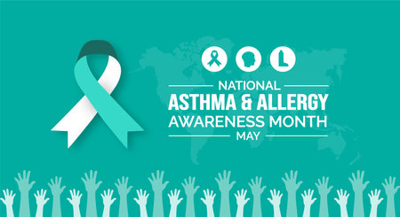 National Asthma and Allergy Awareness Month background or banner design template celebrated in mayのイラスト素材