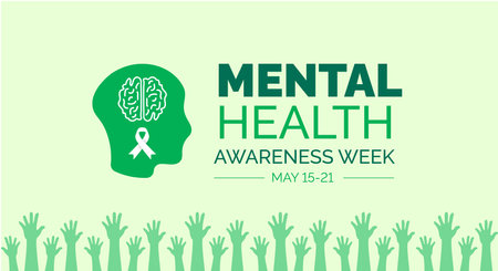 Mental Health Awareness Week background or banner design template celebrated in mayのイラスト素材