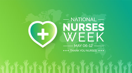 National Nurses Week background or banner design template celebrated in mayのイラスト素材