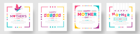 happy mother day social media post banner design or background design template set.のイラスト素材