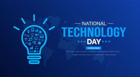 National Technology Day background or banner design template celebrated in 11 may.のイラスト素材
